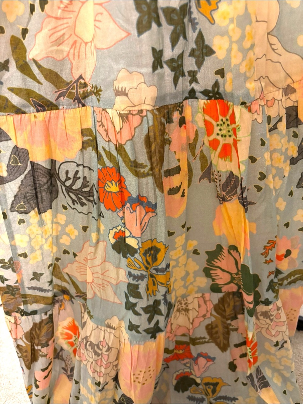 Carolina K for Anthropologie Floral Tiered Maxi Skirt NWT Cotton Boho Size M - Picture 7 of 12